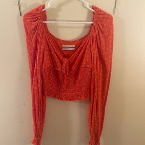 Pacsun Orange Long Sleeve Blouse